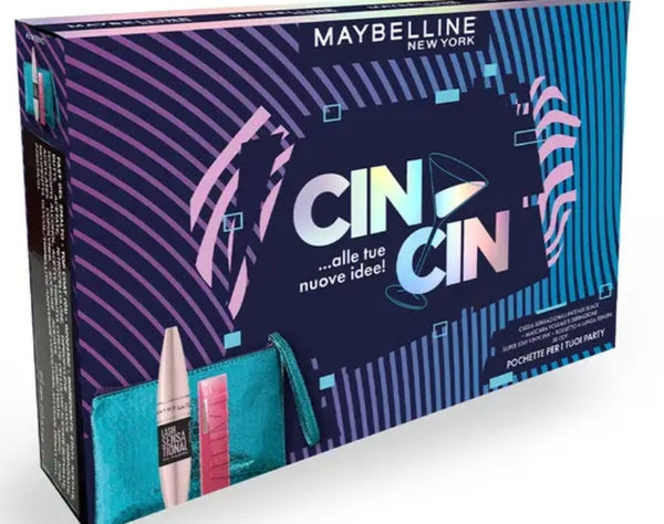 MAYBELLINE NEW YORK CIN CIN KIT REGALO MASCARA INTENSE BLACK + ROSSETTO VINYL INK 20 COY + POCHETTE