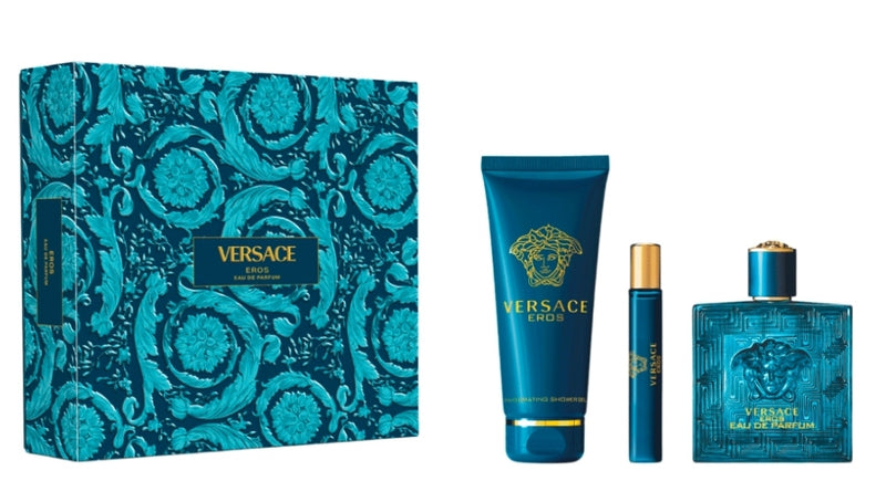 VERSACE EROS KIT REGALO EDP TRAVEL SPRAY 10 ML + EDP NATURAL SPRAY 100 ML + INVIGORATING SHOWER GEL 150 ML