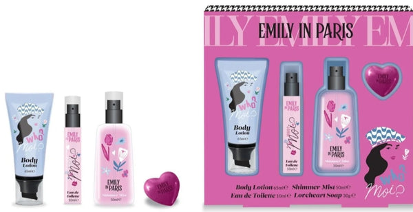 EMILY IN PARIS KIT REGALO BODY LOTION 65 ML + SHIMMER MIST + EAU DE TOILETTE 10 ML + LOVHEART SOAP 30 G