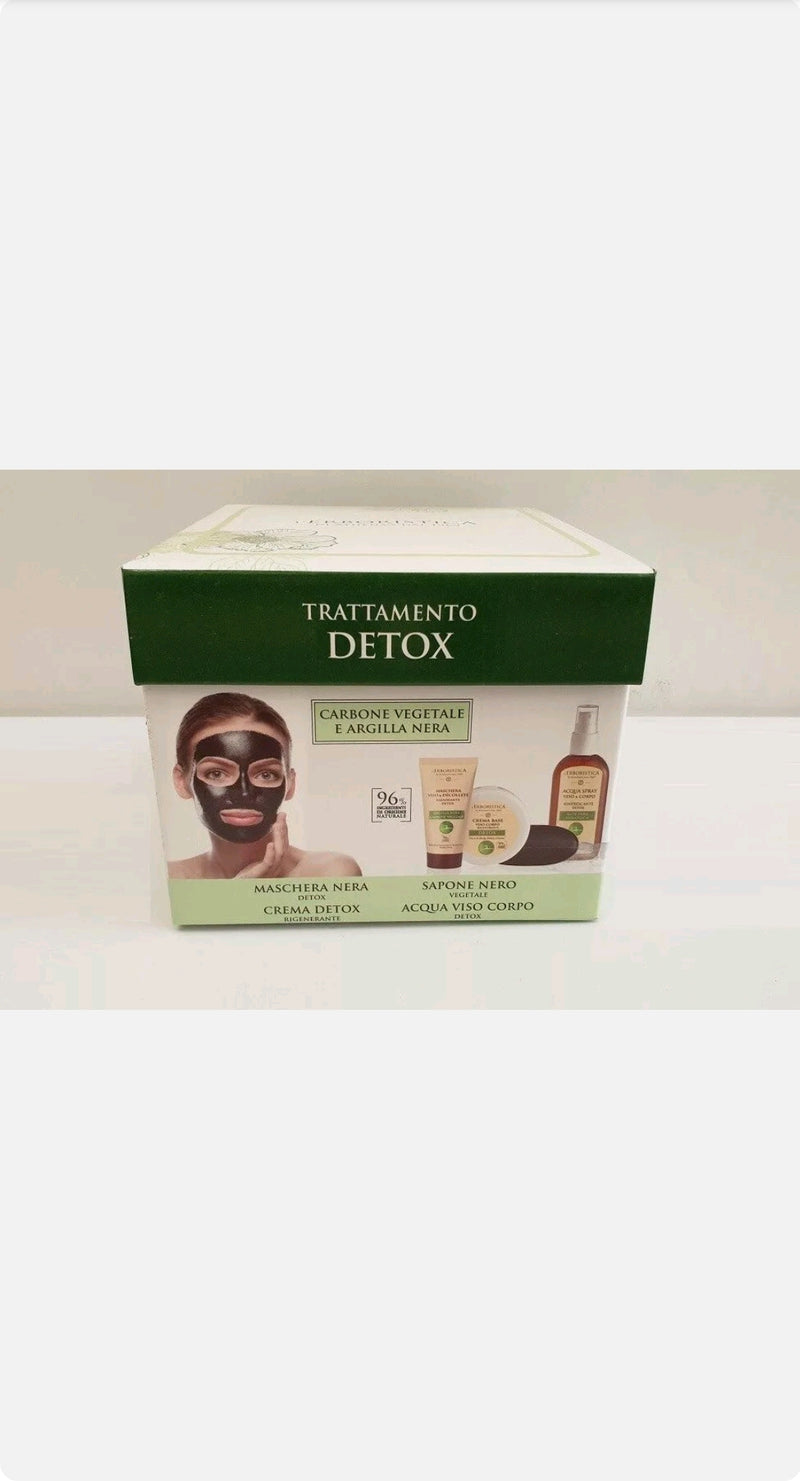 ATHENA'S Trattamento Kit DETOX Maschera Crema Sapone Nero Acqua Viso Corpo BOX