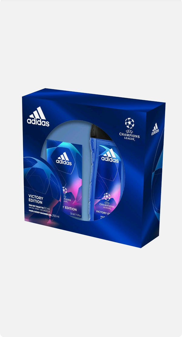 ADIDAS UEFA CHAMPIONS LEAGUE Profumo 50ml + Doccia Shampoo 250mL VICTORY EDITION