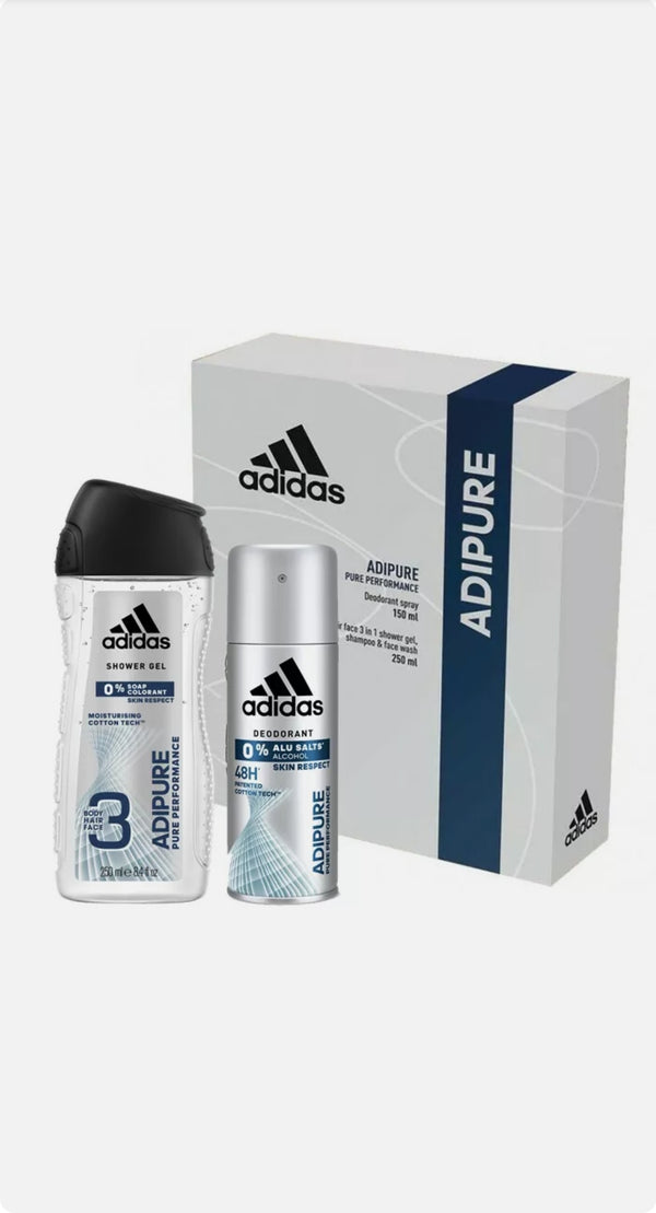 ADIDAS ADIPURE Deodorante Profumo Corpo + Bagno Doccia Schiuma Shampoo da Uomo