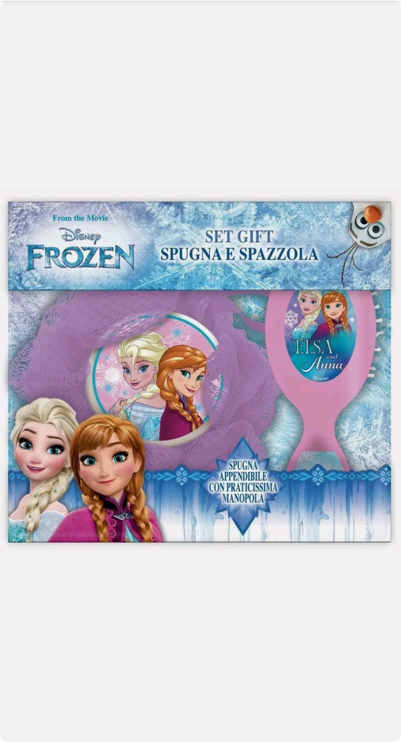 DISNEY FROZEN Set Gift Spugna Corpo e Spazzola per Capelli Elsa Bambini Bambina