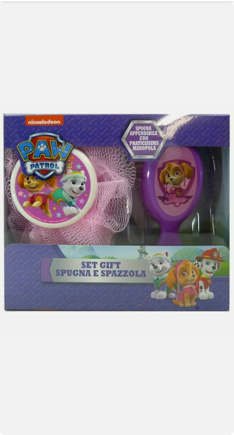 PAW PATROL Set Gift Spugna Corpo e Spazzola per Capelli Nickelodeon Bambini