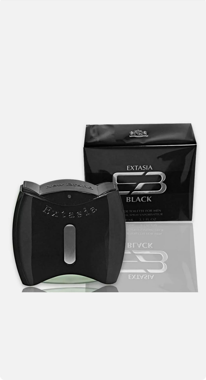 NEW BRAND Profumo EDT Eau The Toilette Fragranza da Uomo EXTASIA BLACK 100 mL