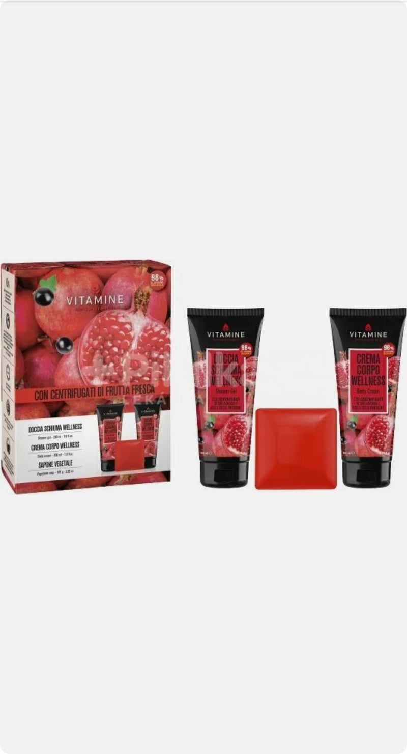 ATHENA'S Set Box Regalo Doccia Schiuma Crema Corpo Sapone Vegetale con Frutta