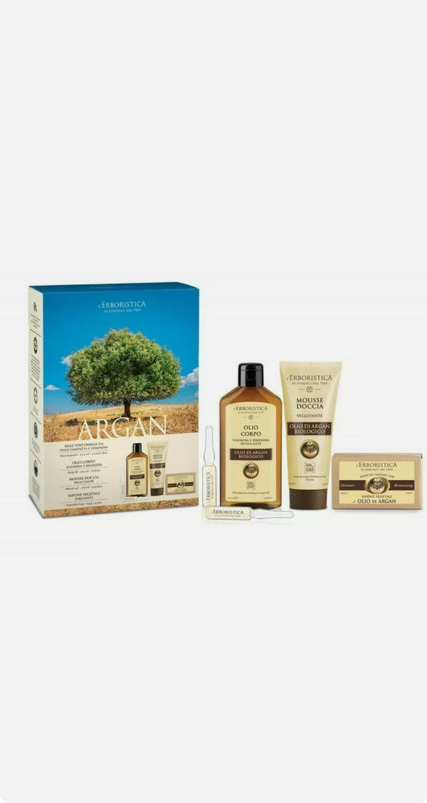 L'ERBORISTICA DI ATHENA'S Fiale Viso Olio Corpo Mousse Doccia Sapone ARGAN BOX