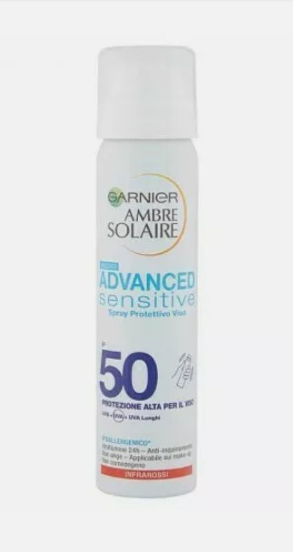 GARNIER Spray Protettivo ADVANCED SENSITIVE SPF50 Azione Idratante Viso 75 ml