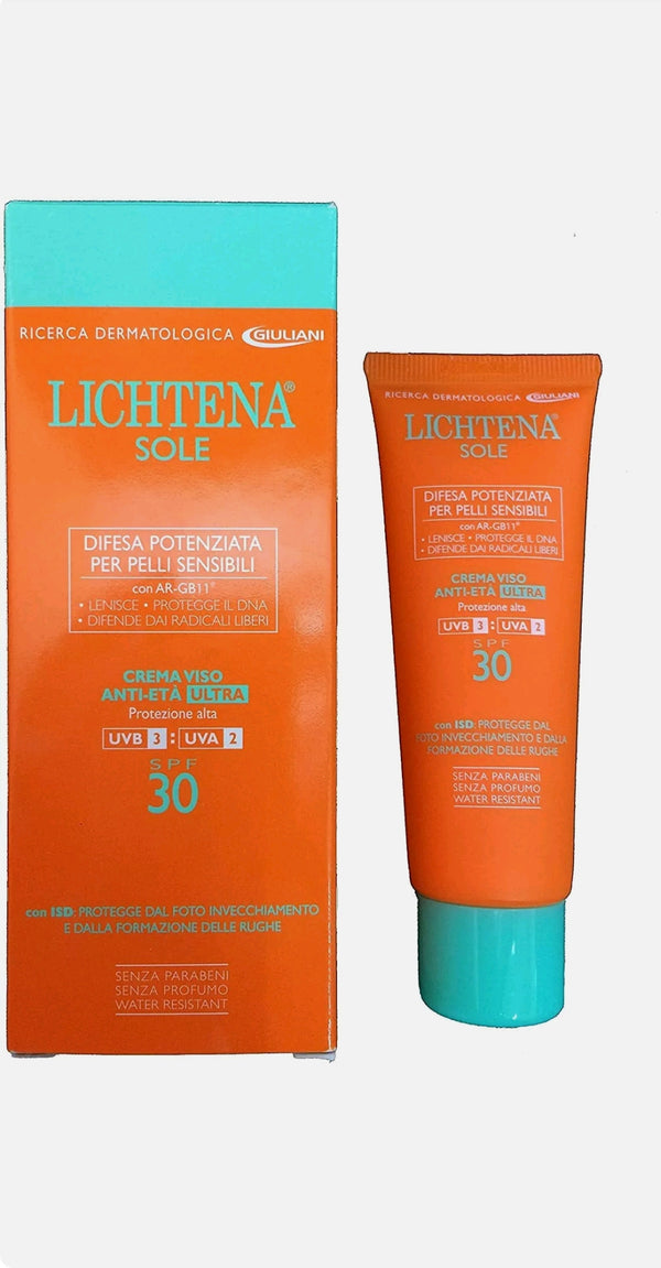 LICHTENA SOLE Crema Viso antietà fattore protezione 30 per pelli sensibili 50ml