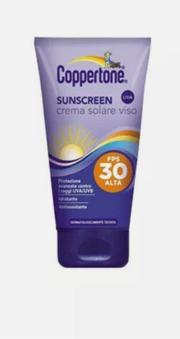 COPPERTONE SUNSCREEN Crema Solare Viso Protettiva fattore protezione 30ALTA 75ml