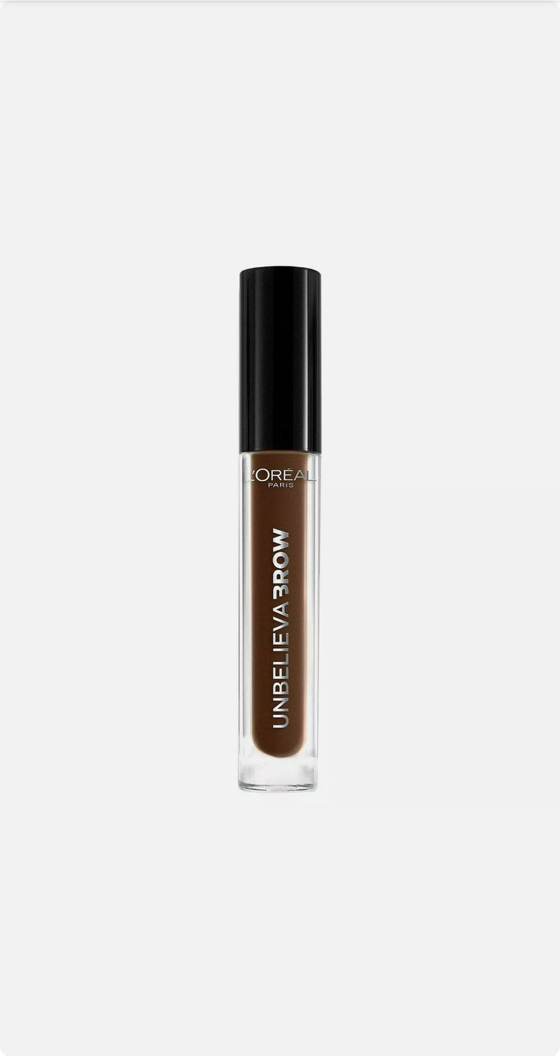 L'Oreal unbelieva Brow Paris lunga durata Gel Sopracciglia 108 DARK Brunette e confezione in Latta