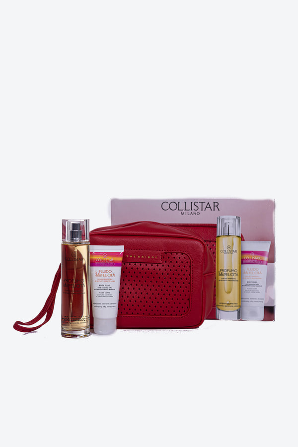 Collistar Kit Benessere della Felicita' Profumo della Felicita' 100 ml + Fluido della Felicita' 50 ml + Beauty-Bag THE BRIDGE Rossa